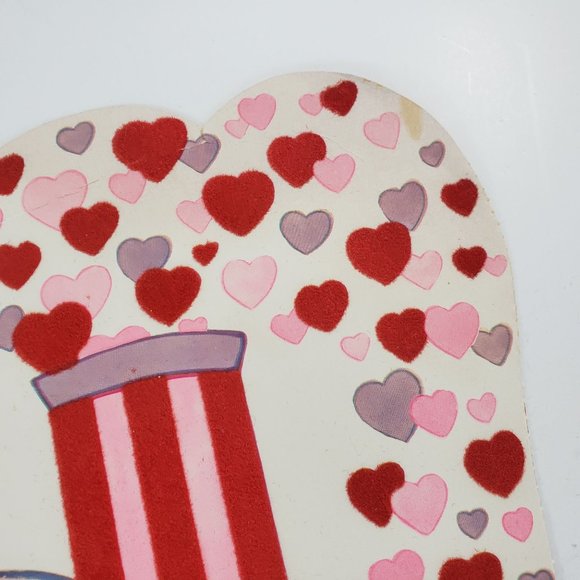 Vintage Peck Valentine's Day Die Cut Steamboat Tugboat Decoration Flocked 1987 - Picture 5 of 5